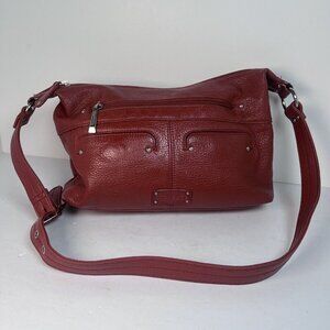Stone & Co Shoulder Bag Orange Pebbled Leather with Silver Hardware